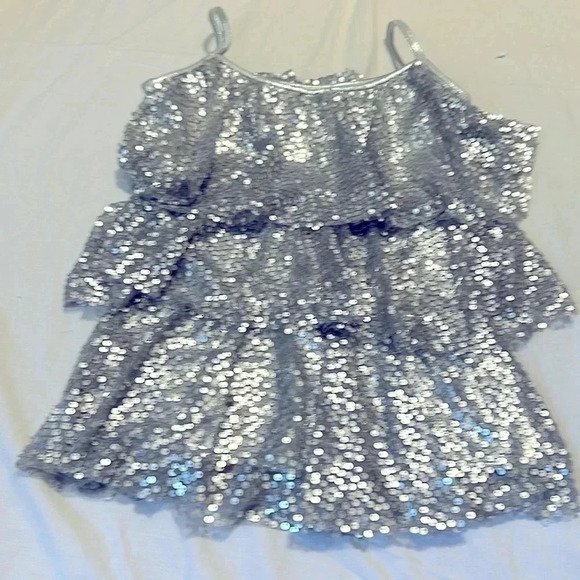 Balera silver sequin layered top dance adult small - Picture 1 of 4